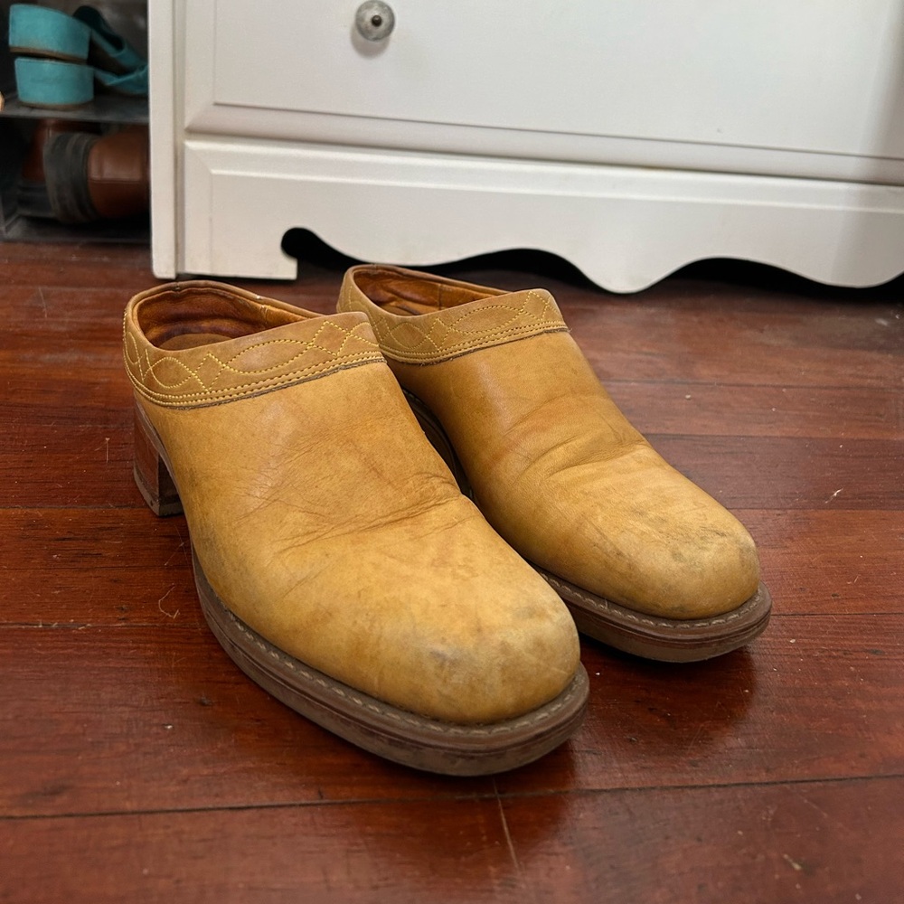 Frye Tan Leather Campus Mules SOLD DONT BUY